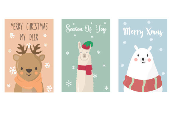 Adorable Christmas Card Animal Set for Festive Projects