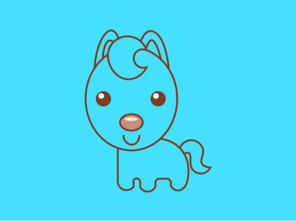 Adorable Design Assets: Kawaii Animal Horse Line Background