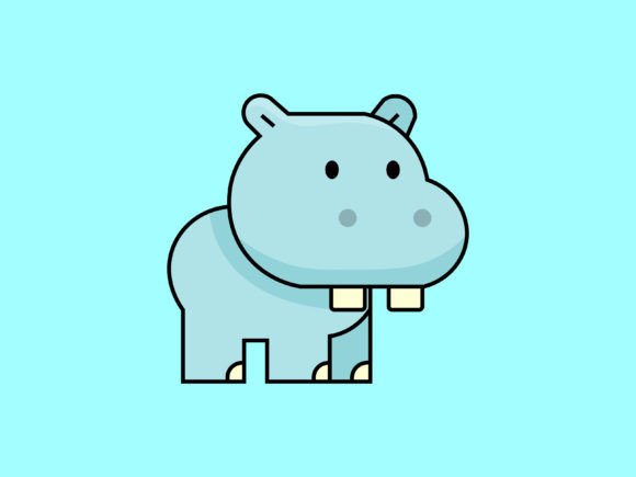 Adorable Kawaii Animal Hippo Icon for Creative Projects