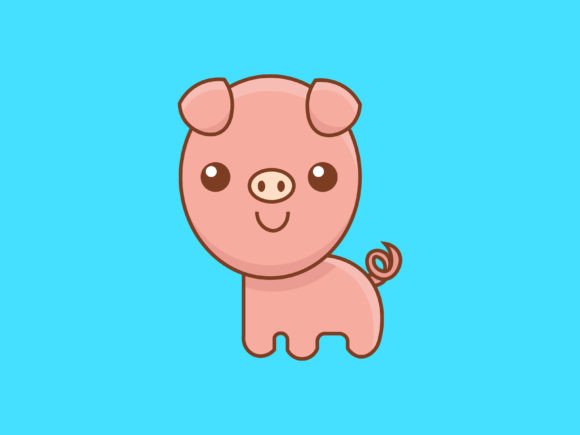 Adorable Kawaii Animal Pig Icon for Creative Projects