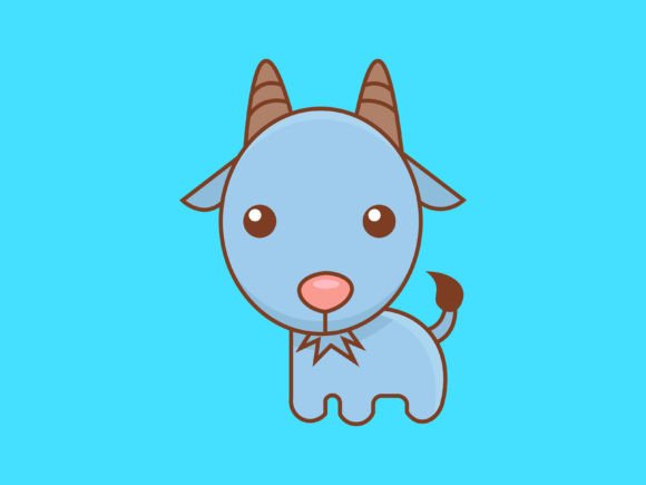 Adorable & Versatile: The Kawaii Animal Goat Icon for Your Designs