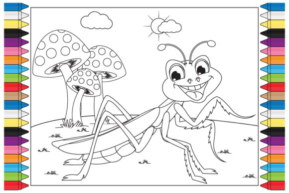 Coloring Grasshopper Animal Cartoon: A Playful Design Asset