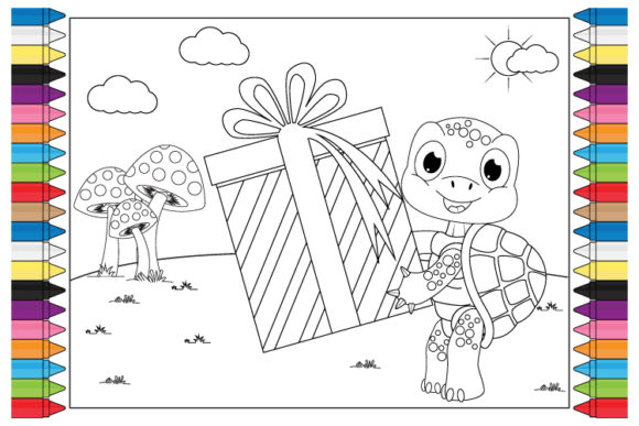 Coloring Turtle Animal Cartoon for Kids: A Playful Design Asset