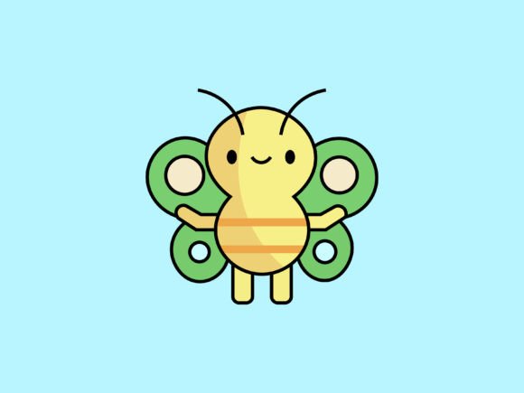 Kawaii Animal Butterfly Icon: Playful Design for Every Project