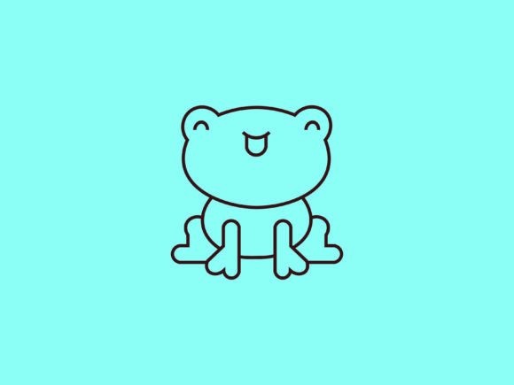 Kawaii Animal Frog Line Background for Spring Projects