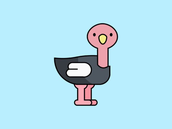 Kawaii Animal Ostrich Icon: Your Playful Design Asset