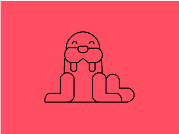 Kawaii Animal Walrus Line Background: A Charming Design Asset