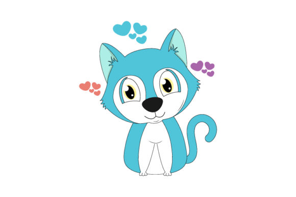 The Charm of the Cute Blue Cat Animal Cartoon Design Asset